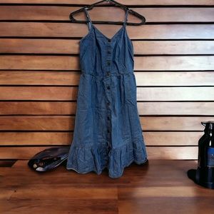 Beautiful Jean Dress for girls/ woman with top to bottom brown buttons